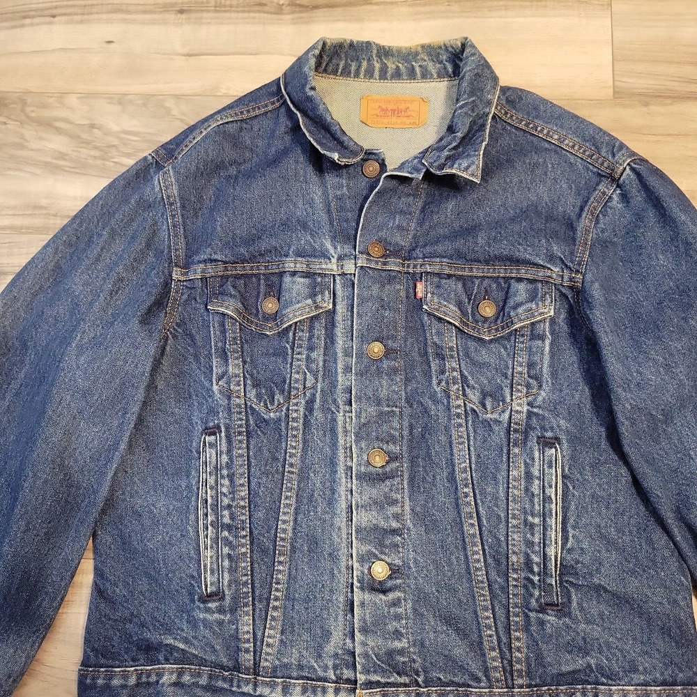 Levi's Trucker Jacket Type 3 Blue Denim Mens Large 71506 Made in USA Vintage
